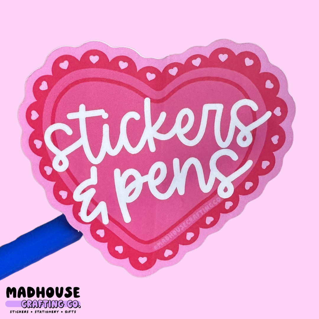 Stickers and Pens - Matte Waterproof Vinyl Heart Sticker