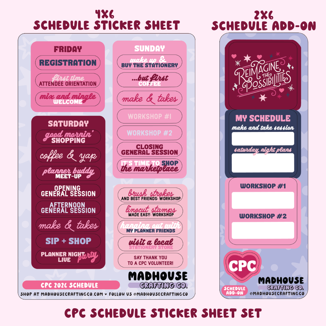 CPC26 Weekend Schedule - Sticker Sheet Set