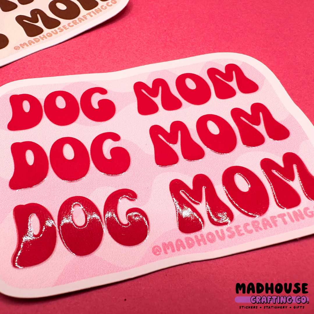 Dog Mom - Textured Vinyl Matte Sticker - Pink or Neutral
