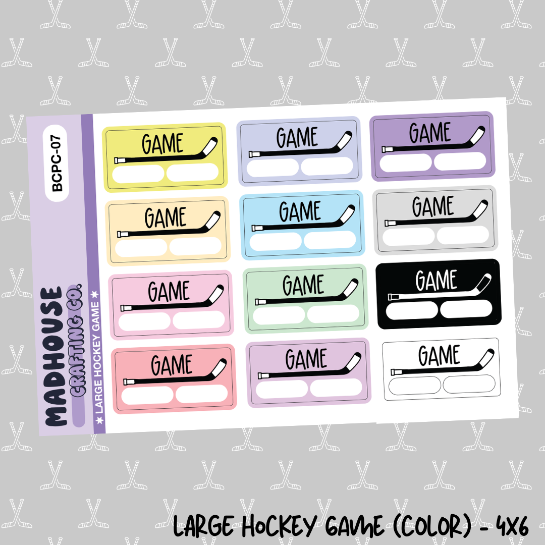 Large Hockey Game - B&W/Color - 4x6 Sticker Sheet