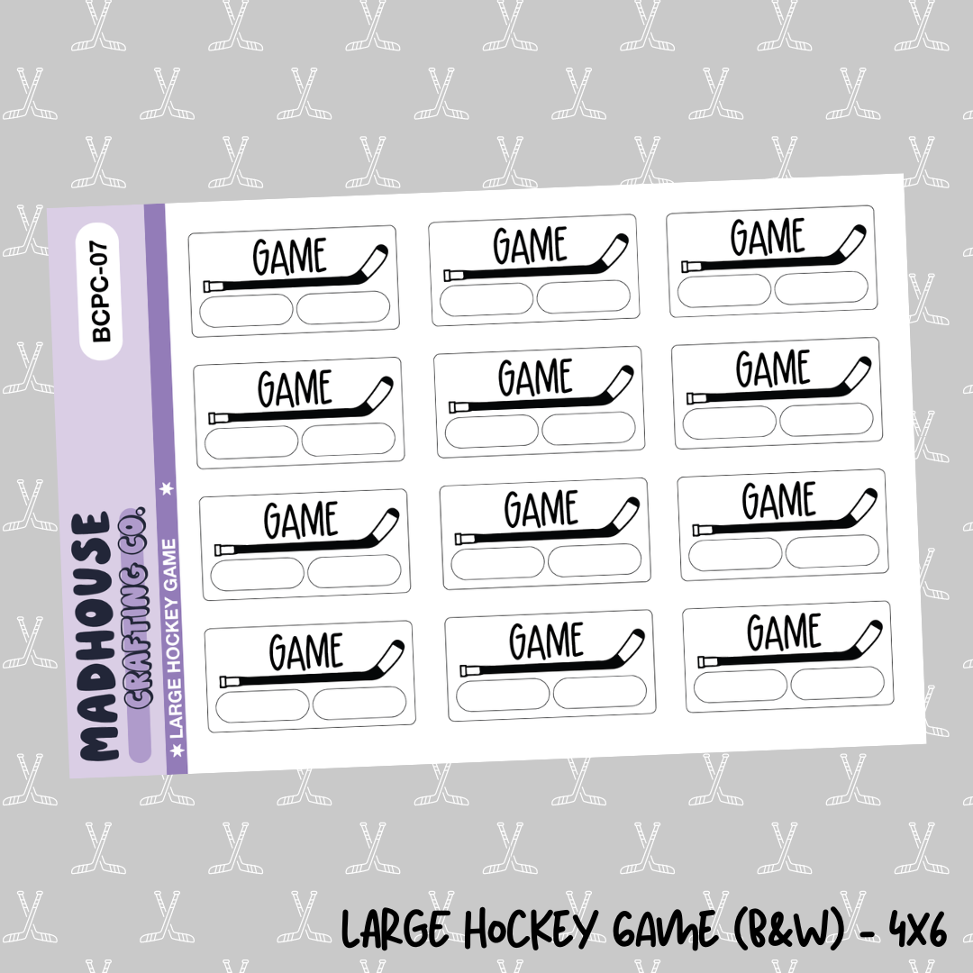Large Hockey Game - B&W/Color - 4x6 Sticker Sheet