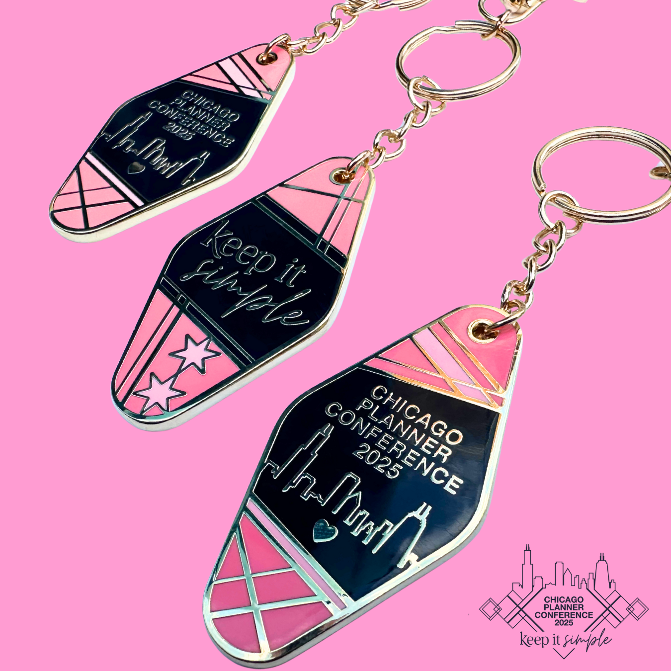 CPC25 Motel Style Keychain - Gold (Hard Enamel & Double Sided) - 2.36x1.18 inches