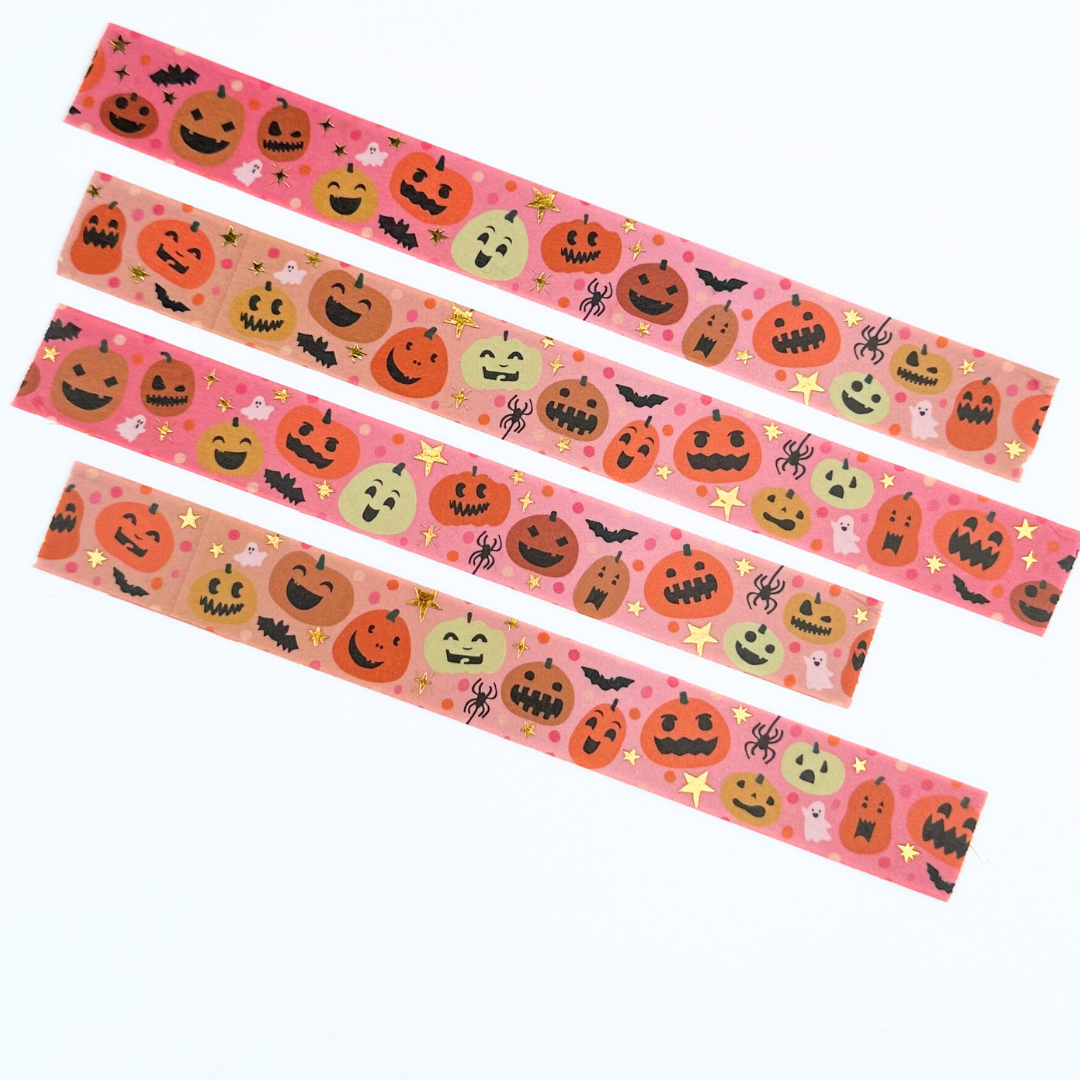 Silly Pumpkins | 15mm gold foiled washi roll