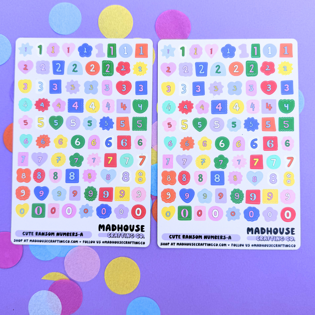 Ransom Alphabet Letters and Numbers Sticker Sheet Sets - 4x6 - Matte Vinyl