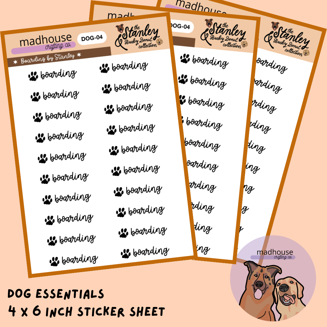Dog Boarding | 4x6 Sticker Sheet | the Stanley & Bucky Donut Collection