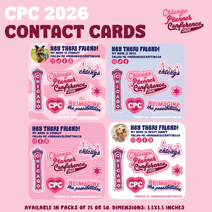 CPC 2026 - Contact Cards | 3.5 x 3.5 inch sticker sheets | Pack of 25 or 50. **READ DESCRIPTION**EXTENDED TURNAROUND**