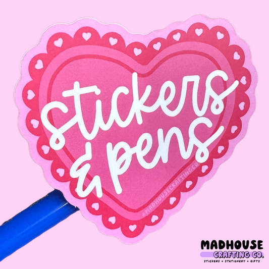 Stickers and Pens -  Matte Waterproof Vinyl Heart Sticker