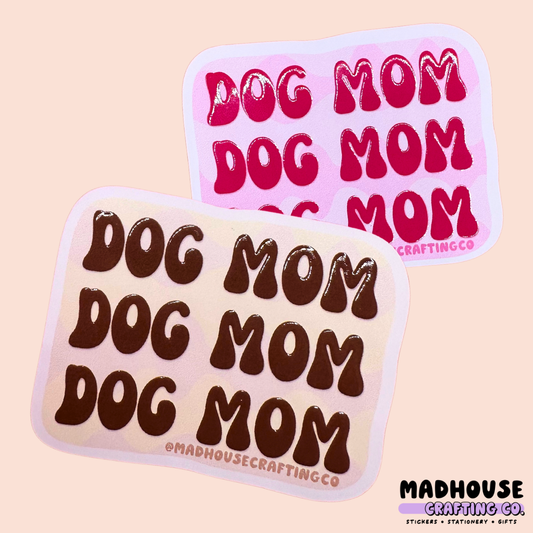 Dog Mom - Textured Vinyl Matte Sticker - Pink or Neutral