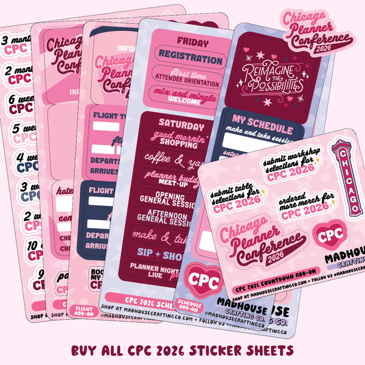 BUY ALL CPC26 Sticker Sheet Sets - Countdown, Schedule, and Travel