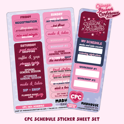 CPC26 Weekend Schedule - Sticker Sheet Set