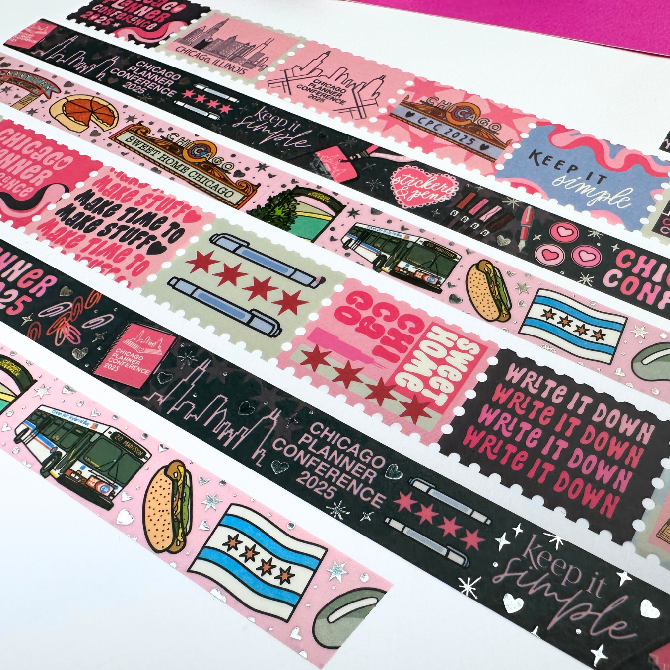 CPC 2025 Stamp Washi Roll Set  - (2) 25mm Rolls - 16 unique stamps