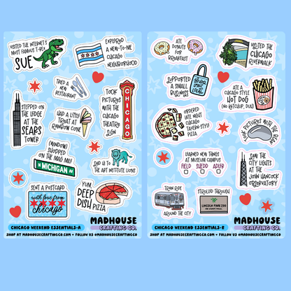 Chicago Travel Essentials - 2-sheet 4 x 6 in Sticker Sheet Set