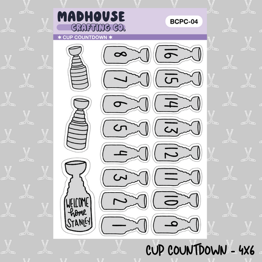 Hockey Cup Countdown - Decorative - 4x6 Sticker Sheet