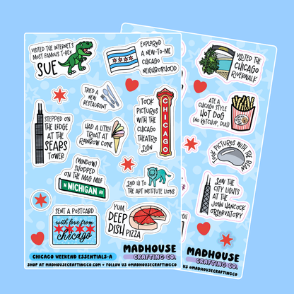 Chicago Travel Essentials - 2-sheet 4 x 6 in Sticker Sheet Set