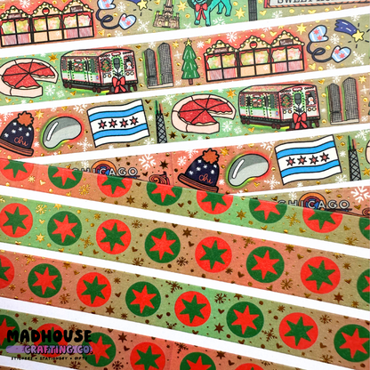 Six Point Stars (Holiday Edition) | Gold FOILED 15mm Washi Tape | the Chicago Collection