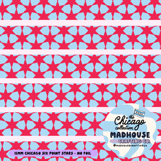 Chicago Six Point Stars Washi Tape - 15mm - No Foil