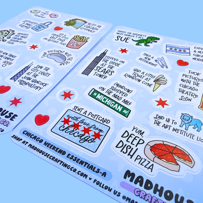 Chicago Travel Essentials - 2-sheet 4 x 6 in Sticker Sheet Set