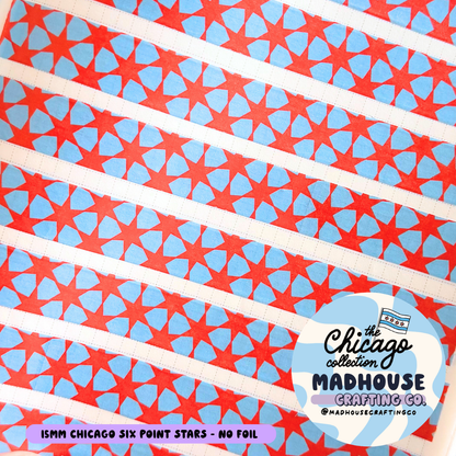 Chicago Six Point Stars Washi Tape - 15mm - No Foil