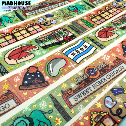 Sweet Home Chicago (Holiday Edition) | Gold FOILED 15mm Washi Tape | the Chicago Collection