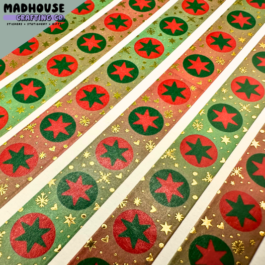 Six Point Stars (Holiday Edition) | Gold FOILED 15mm Washi Tape | the Chicago Collection