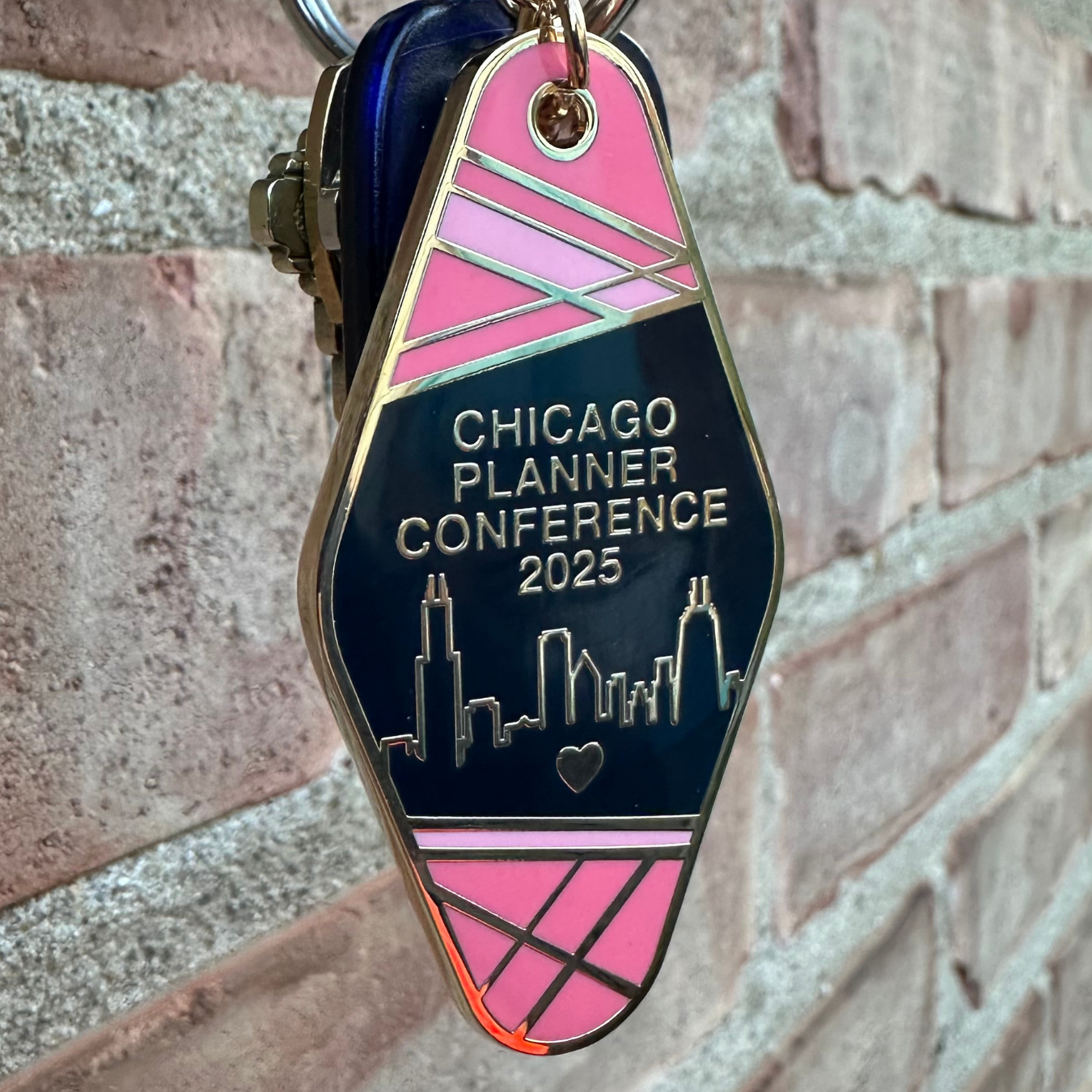 CPC25 Motel Style Keychain - Gold (Hard Enamel & Double Sided) - 2.36x1.18 inches