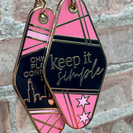 CPC25 Motel Style Keychain - Gold (Hard Enamel & Double Sided) - 2.36x1.18 inches