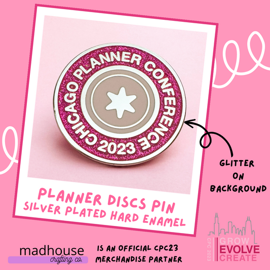 **CLOSEOUT** CPC23 Chicago-style Planner Disc Pin - Silver (Hard Enamel Metal Pin)