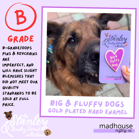B-GRADE/OOPS big & fluffy dogs | READ DESCRIPTION | Hard Enamel Pin 1.5 inches, the Stanley & Bucky Donut Collection