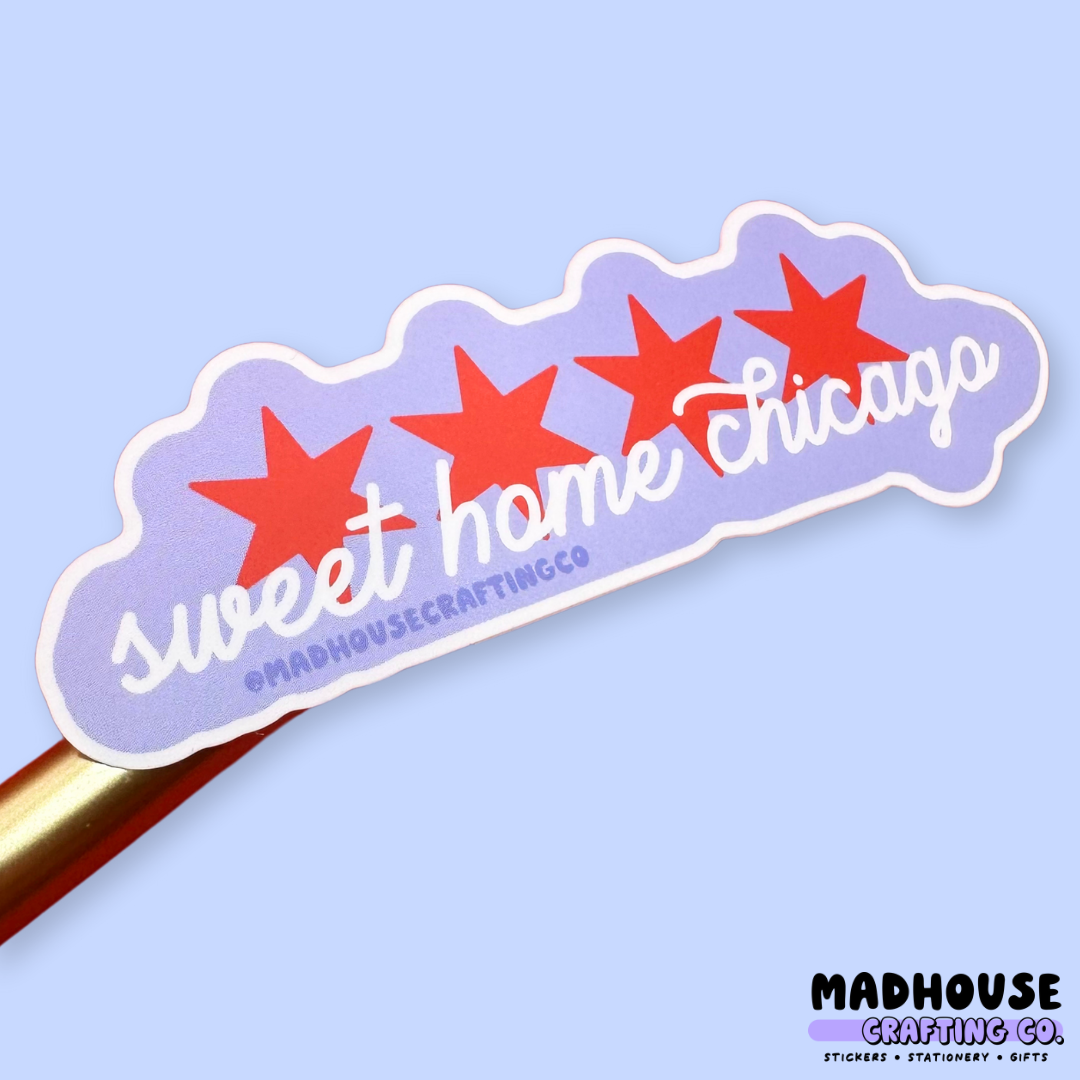 Sweet Home Chicago Stars  - White Matte Vinyl Sticker