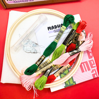 Be Merry & Bright Cross Stitch Kit - Includes Everything You Need - 6 inch hoop