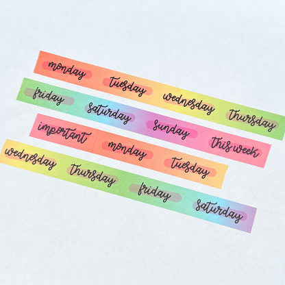 Rainbow Headers | 15mm Washi Tape (no foil)