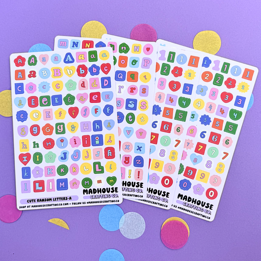 Ransom Alphabet Letters and Numbers Sticker Sheet Sets - 4x6 - Matte Vinyl