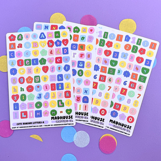 Ransom Alphabet Letters and Numbers Sticker Sheet Sets - 4x6 - Matte Vinyl