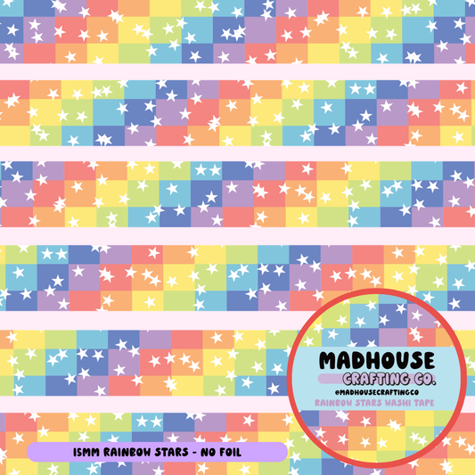Rainbow Stars - Washi Roll - 15mm - No Foil