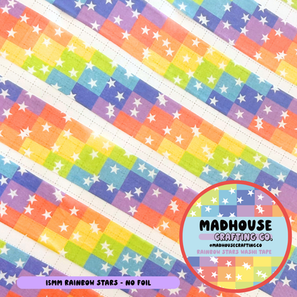 Rainbow Stars - Washi Roll - 15mm - No Foil