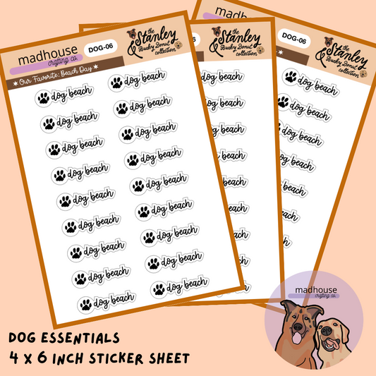 Dog Beach | 4x6 Sticker Sheet | the Stanley & Bucky Donut Collection