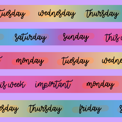 Rainbow Headers | 15mm Washi Tape (no foil)
