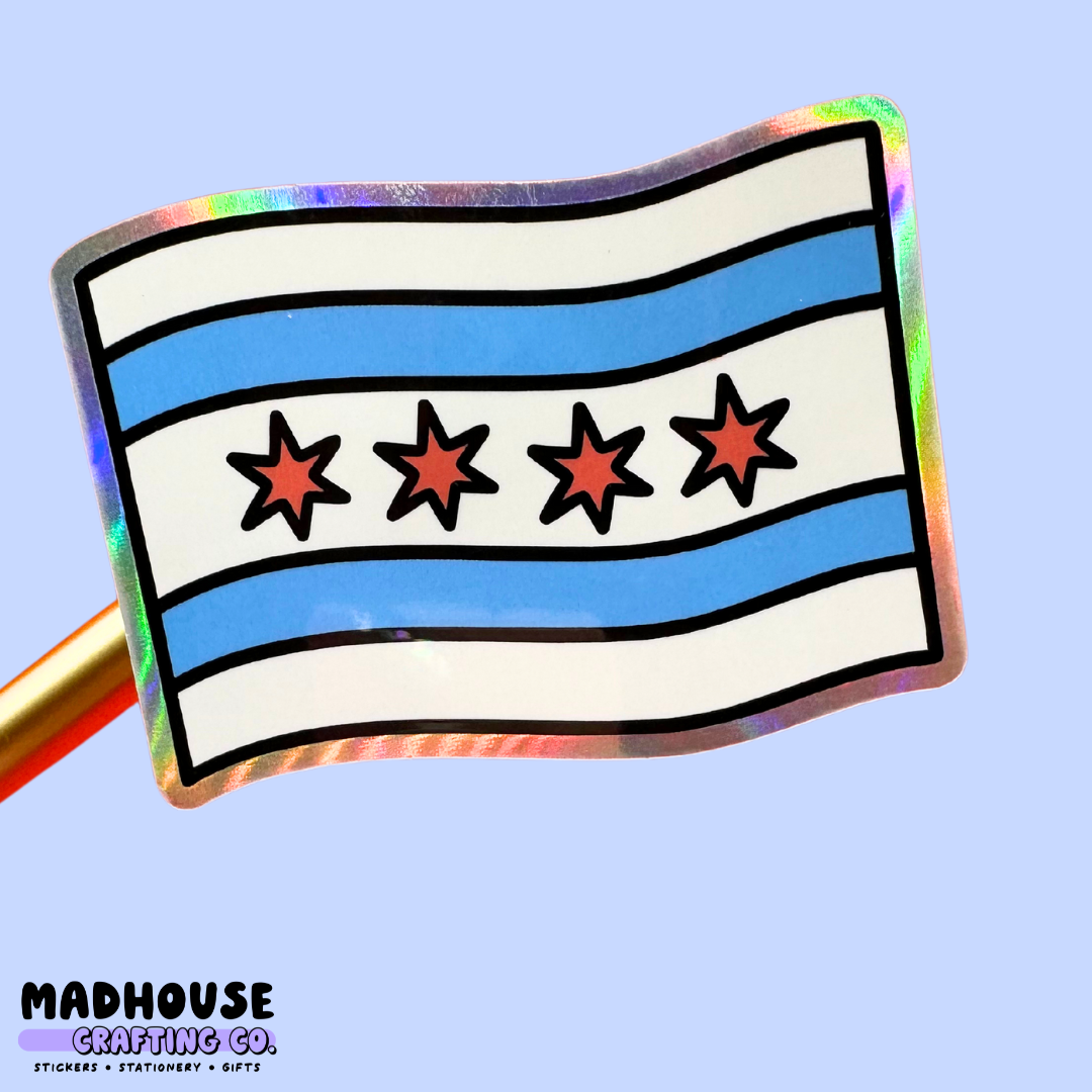 Chicago Flag Sticker - Die Cut Glossy & Holo Vinyl - the Chicago Collection