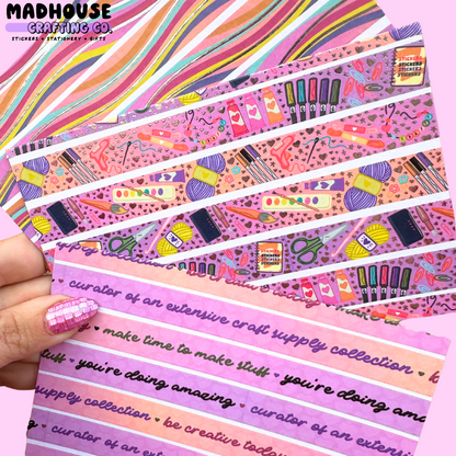 Oh So Crafty - 15mm Silver Foil Illustrated Washi Roll