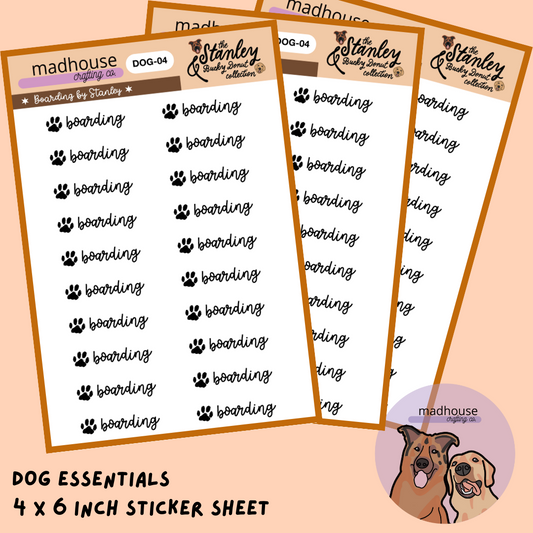 Dog Boarding | 4x6 Sticker Sheet | the Stanley & Bucky Donut Collection