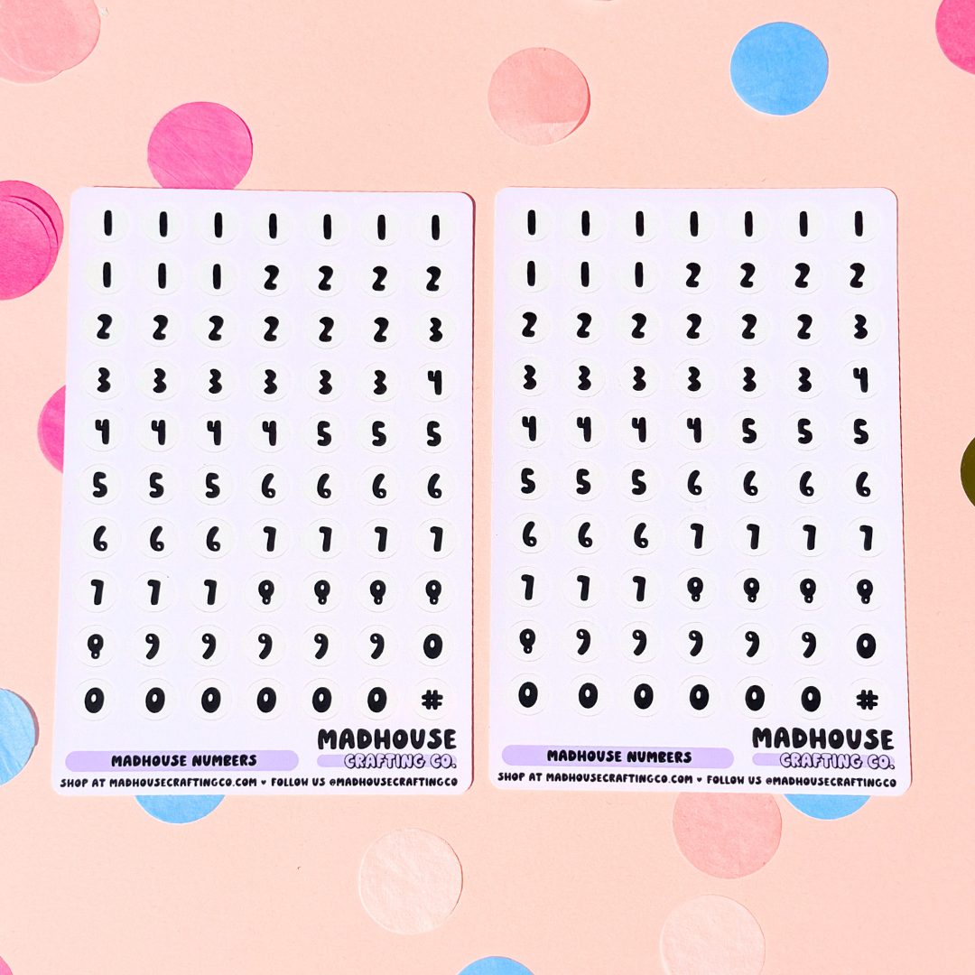 White Beads Alphabet Letters and Numbers Sticker Sheet Sets - 4x6 - Matte Vinyl