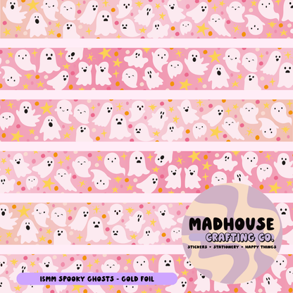 Spooky Ghosts | 15mm gold foiled washi roll