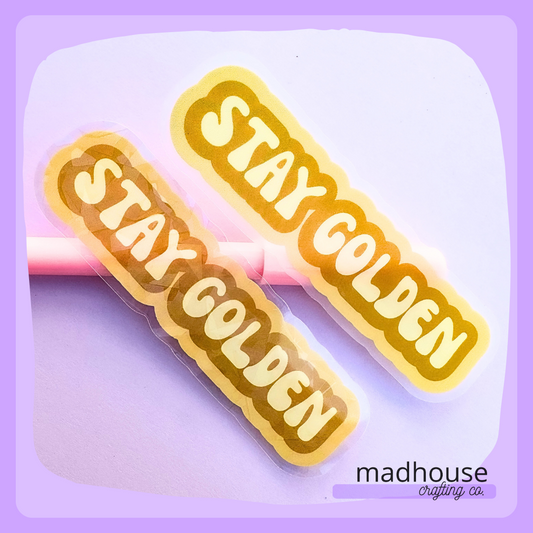 *CLOSEOUT* Stay Golden - Die Cut Sticker, the Stanley & Bucky Donut Collection