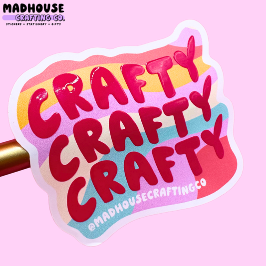 Crafty Crafty Crafty - White Matte Textured Vinyl Sticker