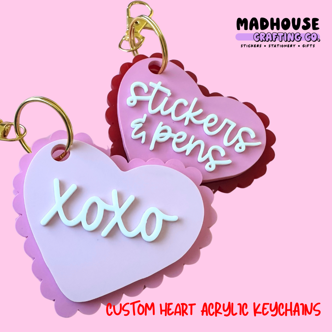 Custom Cute Heart Acrylic Keychain