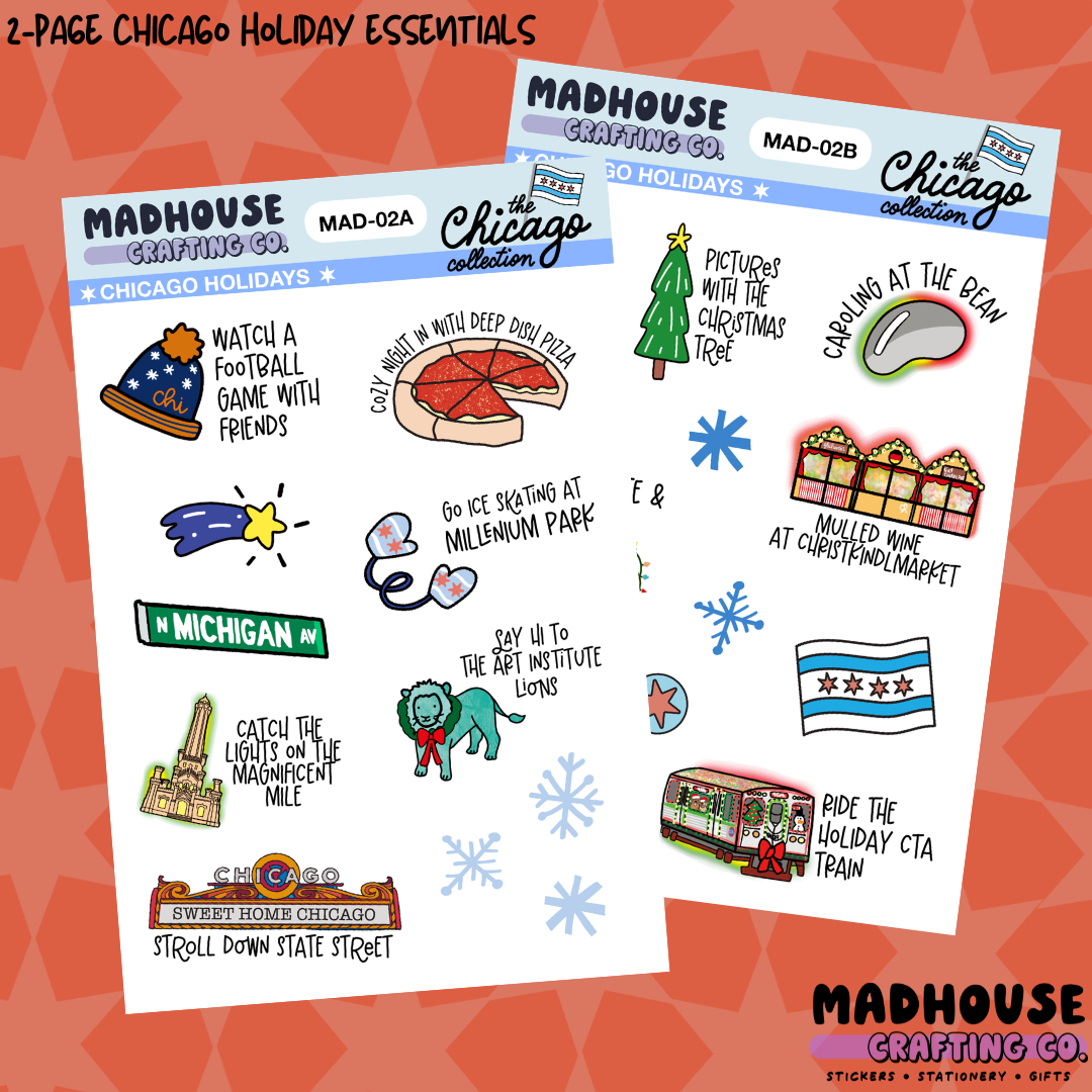 Chicago Holiday Essentials | 4x6 sticker sheet set | The Chicago Collection