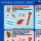 Chicago Contact Cards | 3.75 x 3.0 inch sticker sheets | Pack of 25 or 50. **READ DESCRIPTION**