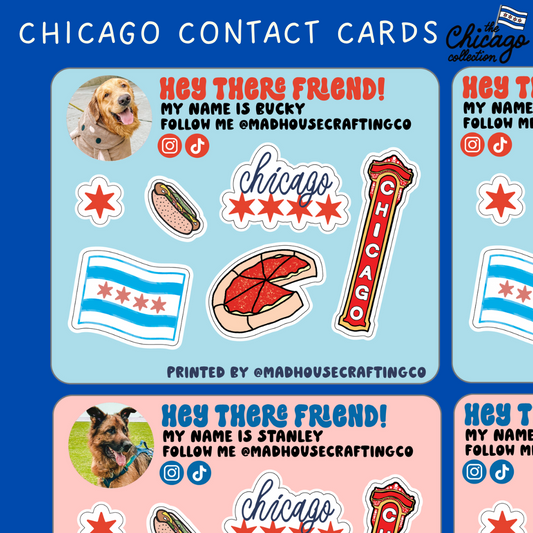 Chicago Contact Cards | 3.75 x 3.0 inch sticker sheets | Pack of 25 or 50. **READ DESCRIPTION**
