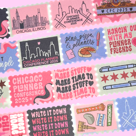 CPC 2025 Stamp Washi Roll Set  - (2) 25mm Rolls - 16 unique stamps