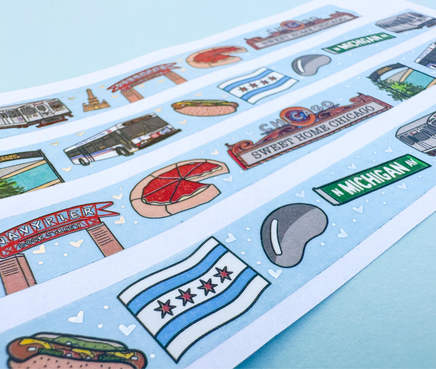 Sweet Home Chicago - Silver Foil Washi Tape, the Chicago Collection - 15mm